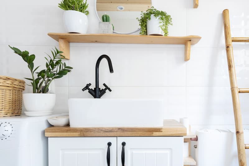 Sink pedestal made from vintage furniture