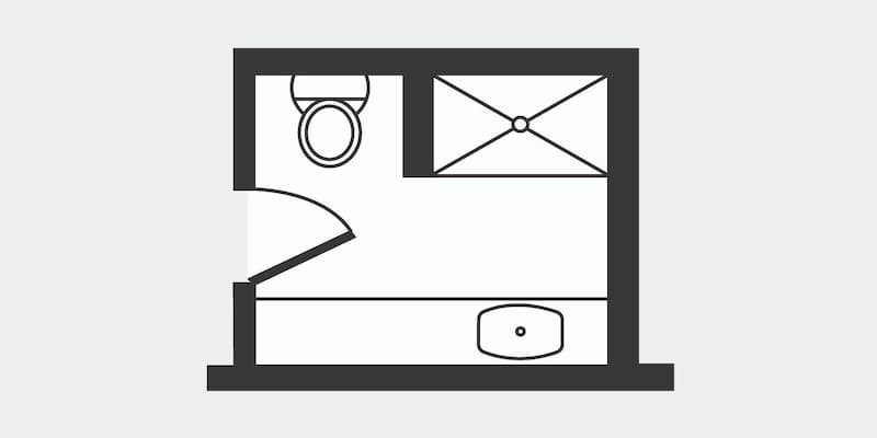 Floor plan for Small three-quarter bathroom