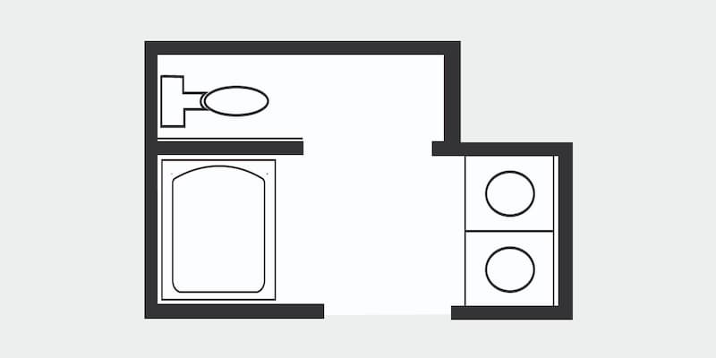 Floor plan of a full bath with water closet (WC)