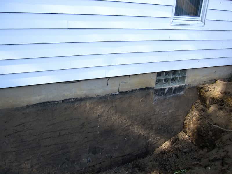 House foundation with damage