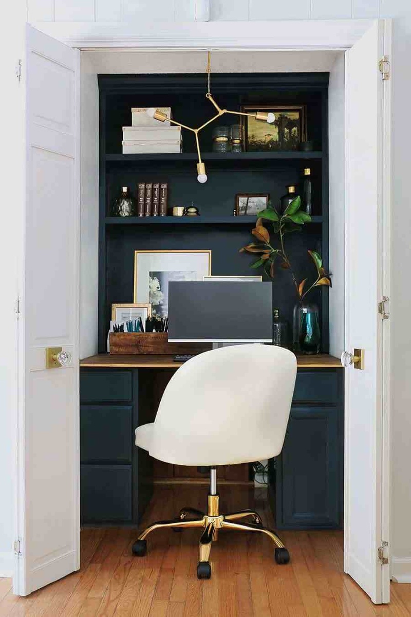 Home office in a closet