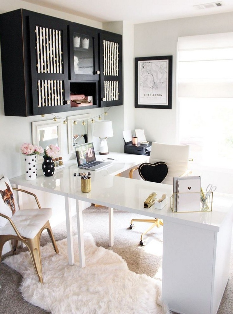 Pink-accented home office