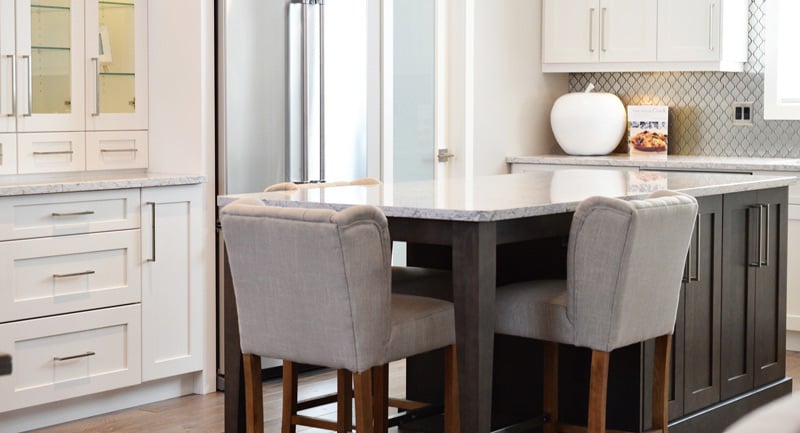 White kitchen with a matching standalone island