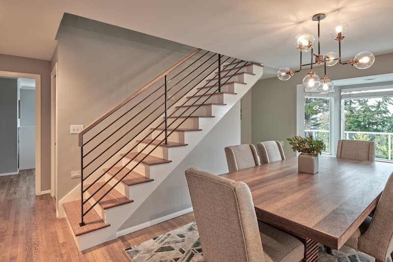 Stairs in a Seattle home leading to a second-story addition