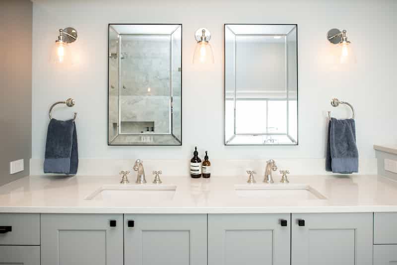 Painted shaker-style bathroom vanity - cabinets
