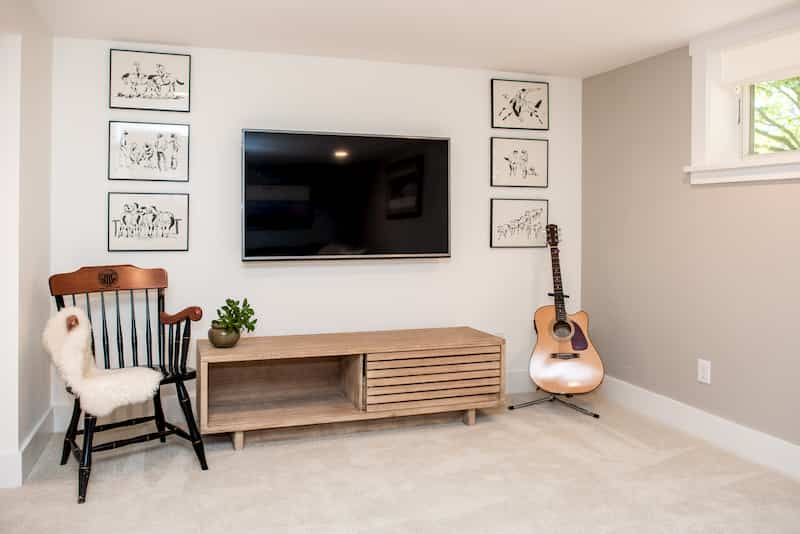Seattle basement remodel with wall-to-wall carpet