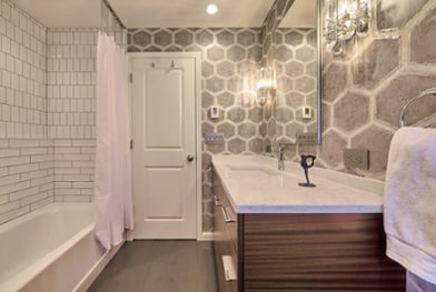 Photo of a guest bath that shares a wall with a masterbath