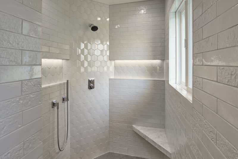Luxury porcelain tile shower - Mercer Island remodeler