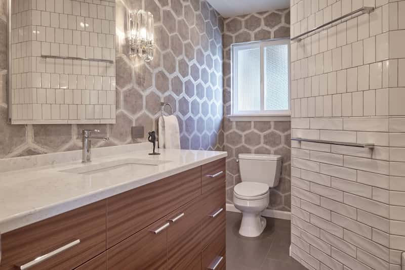 Seattle bathroom remodel with durable quartz countertops