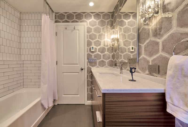 Cast iron tub in luxury bathroom - remodeler Seattle