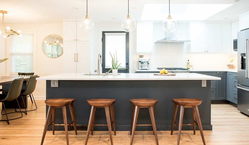 Remodeled kitchen with good natural lighting from skylight