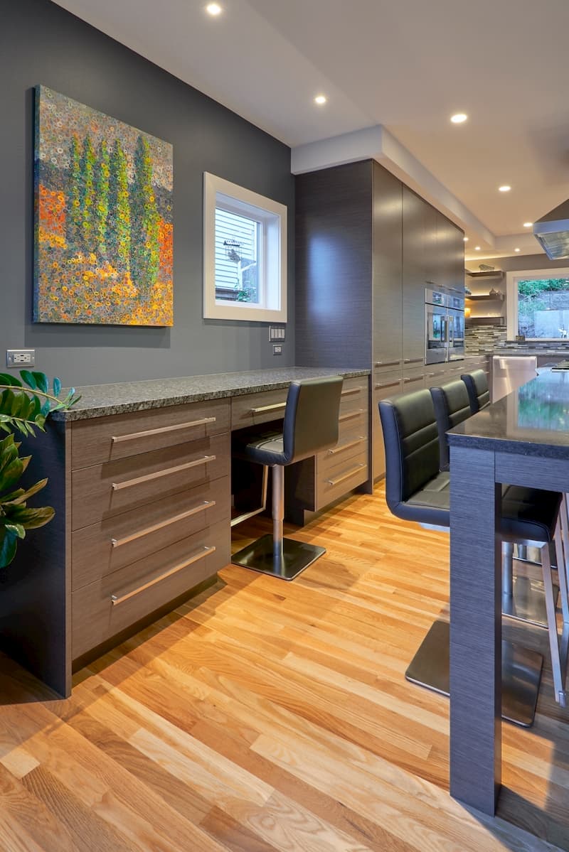 Desk area in remodeled modern Seattle kitchen