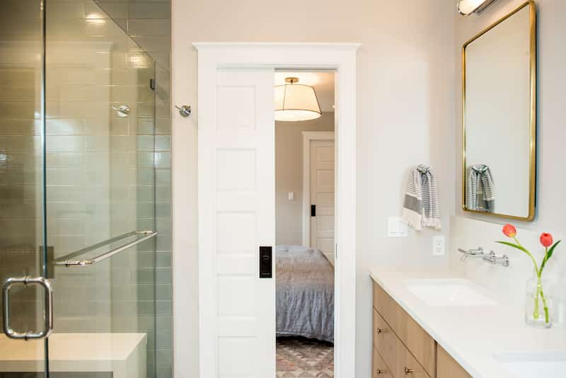 Photo of a small square bathroom