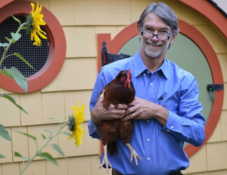 Denny Conner in Front of Custom Chicken Coop in Wallingford