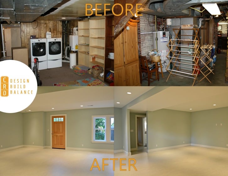 Wallingford Basement Remodel Before and After Photo