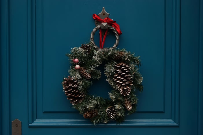 Wreath on Blue Door