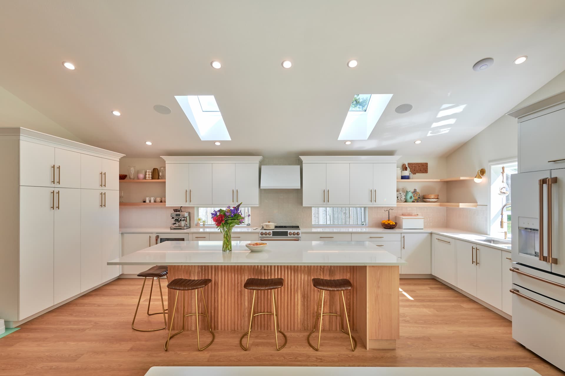 Remodeled kitchen with barstools in Seattle