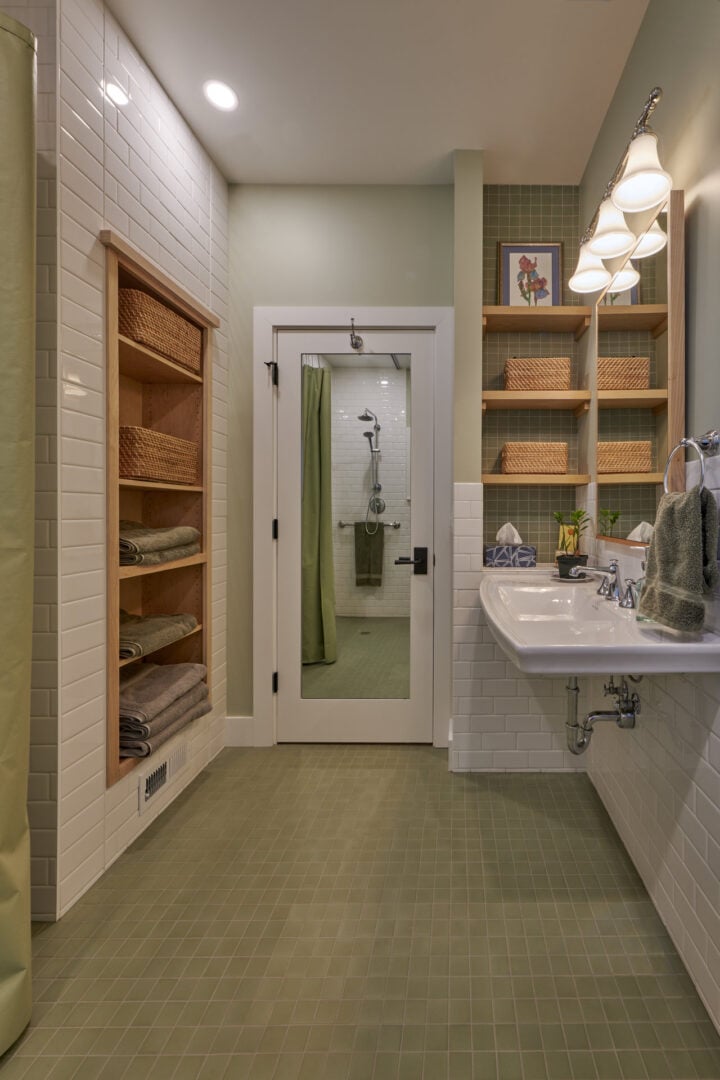 Renovated Seattle bathroom with built-in storage