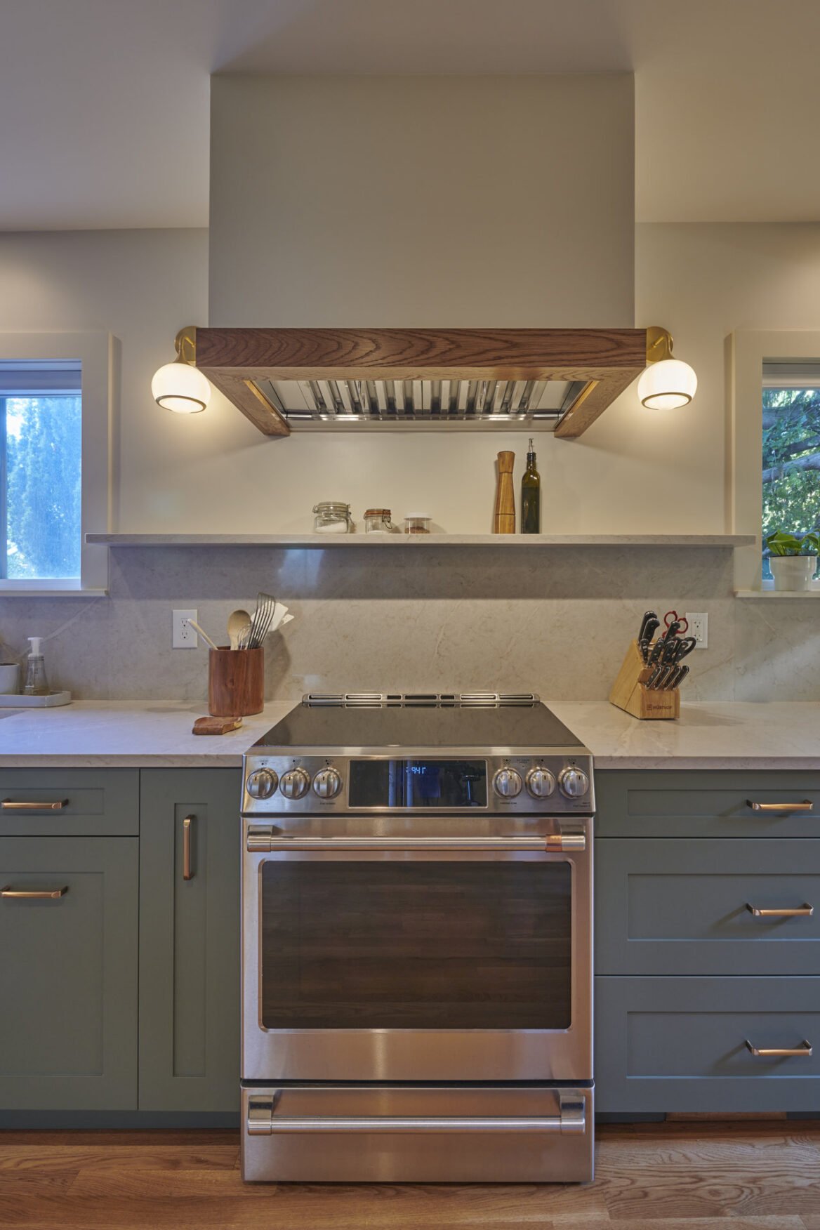 Loyal Heights Seattle kitchen with sage green cabinets