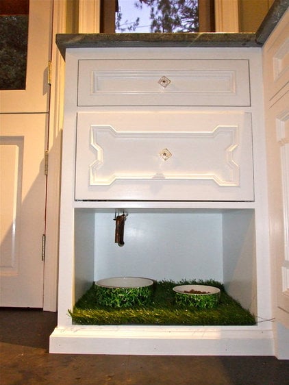 Kitchen Cabinet with Built-In Dog Bowls